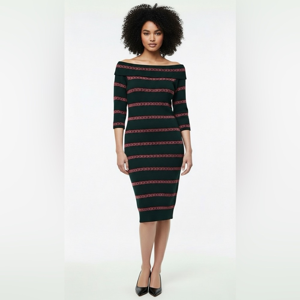Elegant Striped Off-Shoulder Dress